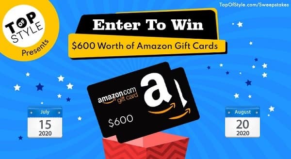 Topofstyle $600 Amazon Gift Card Sweepstakes
