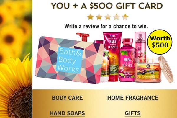 Bath and Body Works Product Review Sweepstakes